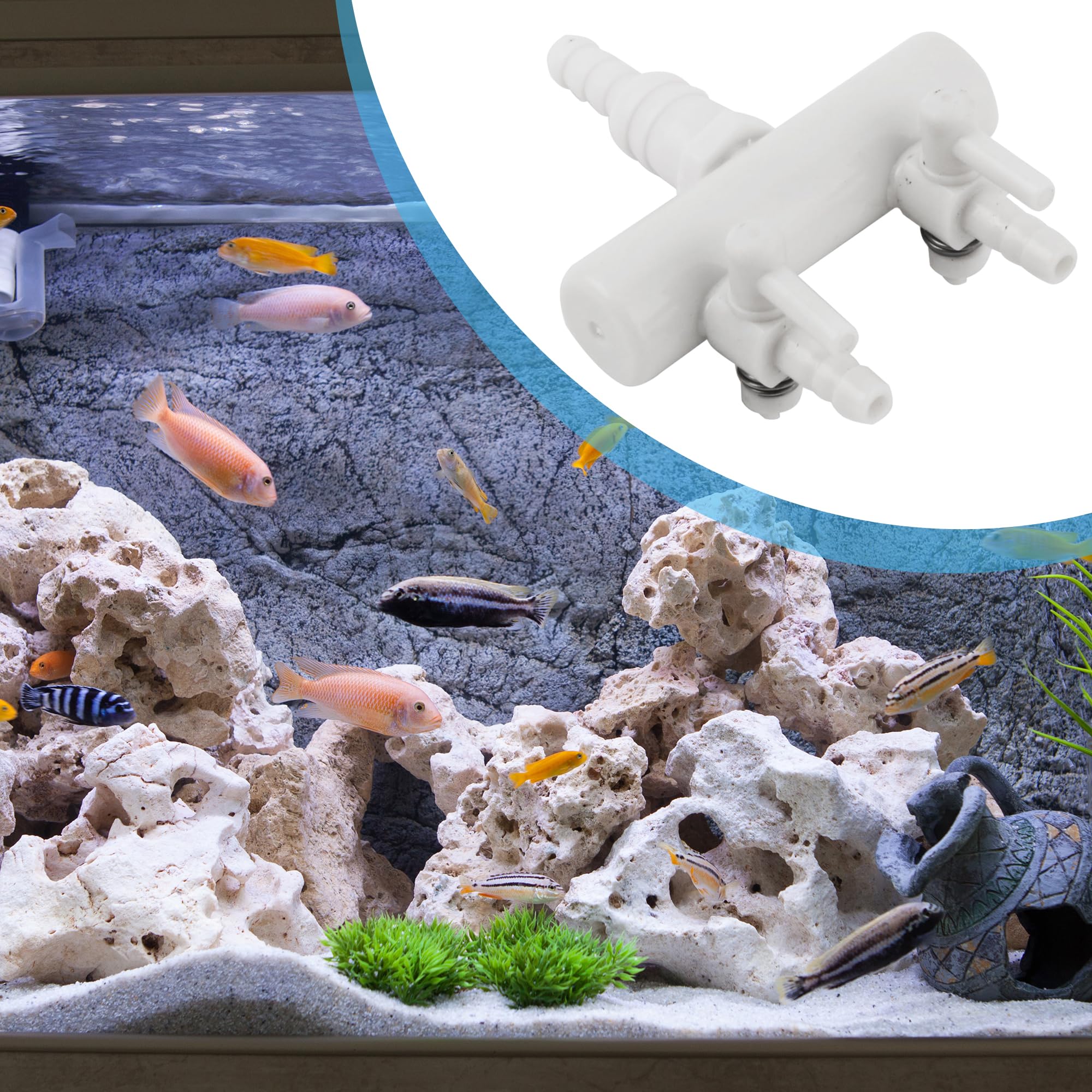 2-Way Plastic Air Splitter for Aquarium - 2.5 Inch Air Flow Control Valve with Tubing - Perfect for Fish Tank Oxygen Distribution & Air Pump Systems (White) - Ideal for Home Aquariums, Fish Breeding Tanks & Hydroponic Systems