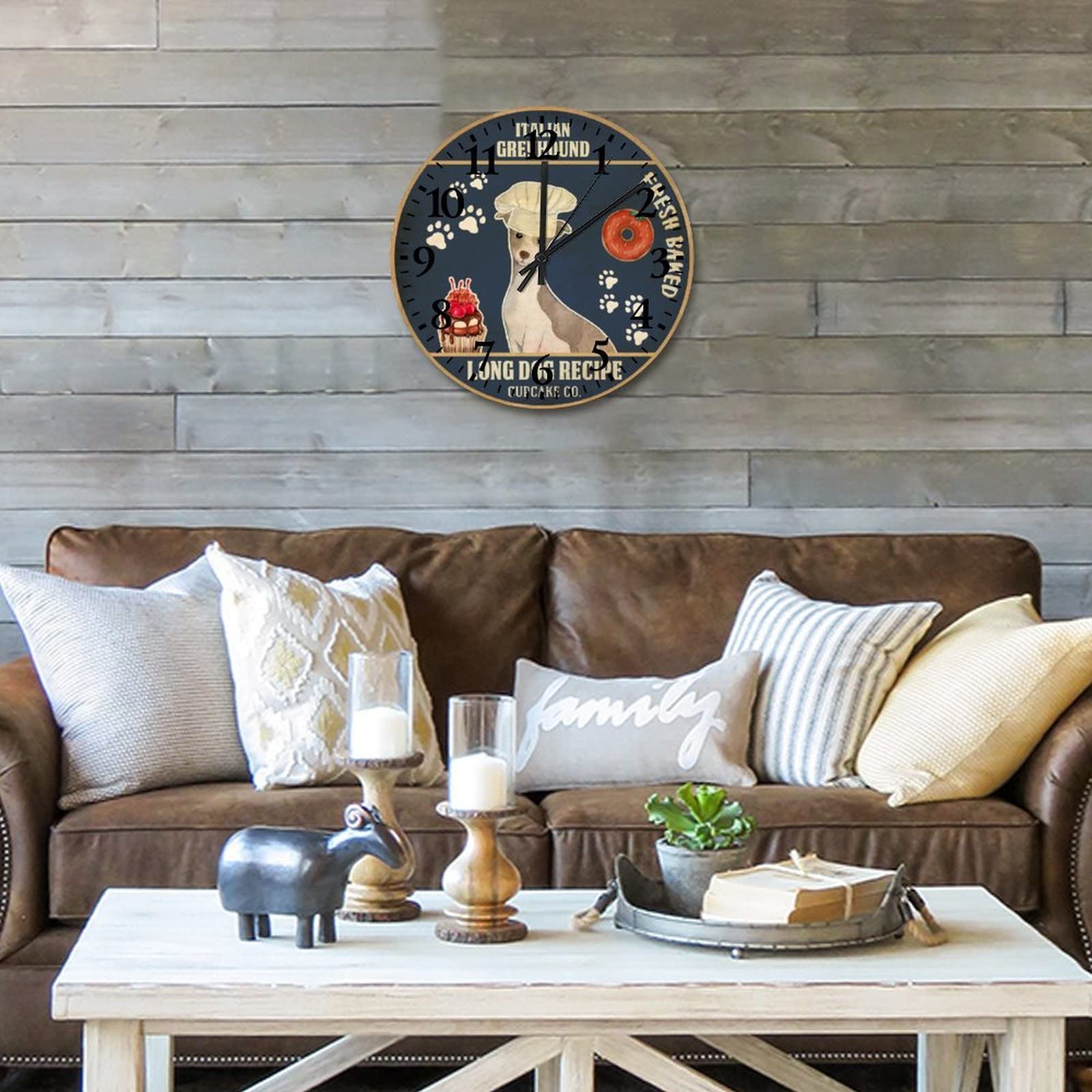 Funny Baking Italian Greyhound Wall Clock - 15 Inch Non-Ticking Kitchen Decor for Bakeries & Restaurants