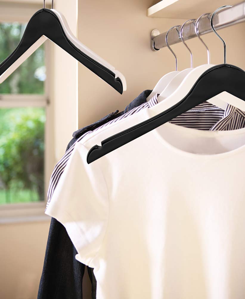 The Great American Hanger Company 100-Pack Black Wooden Clothes Hangers with Wooden Top - Space-Saving Closet Organizers for Dresses, Suits & Coats - Premium Wardrobe Essentials for Home & Retail Stores