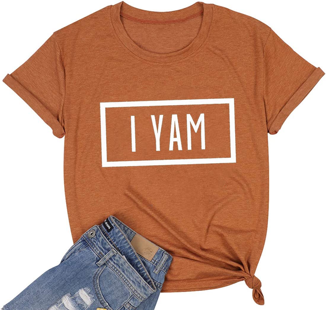 Thanksgiving Matching Couples T-Shirt - 'She's My Sweet Potato I Yam' Funny Couple Shirts for Husband & Wife | Short Sleeve Casual Cotton Tops for Family Gatherings & Holiday Photos