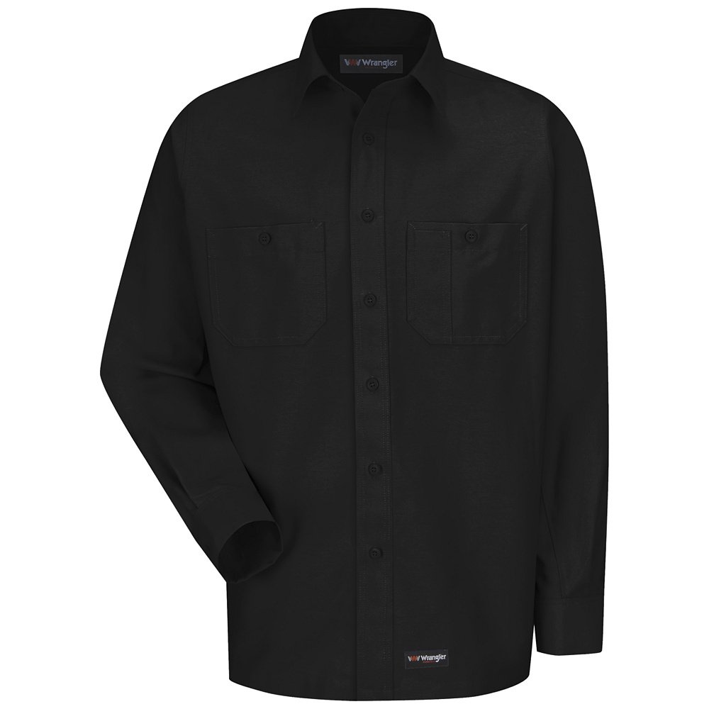 Wrangler Men's Long Sleeve Work Shirt - Durable Cotton Workwear for Construction, Farming & Outdoor Jobs | Comfortable Button-Up Shirt for Professionals