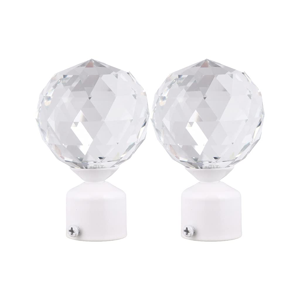 GANFANREN 2-Pack Crystal Curtain Rod Finials - Decorative Iron Ball End Caps for Window Curtain Rods, Elegant Drapery Hardware Accessories | Perfect for Living Room, Bedroom & Home Decor