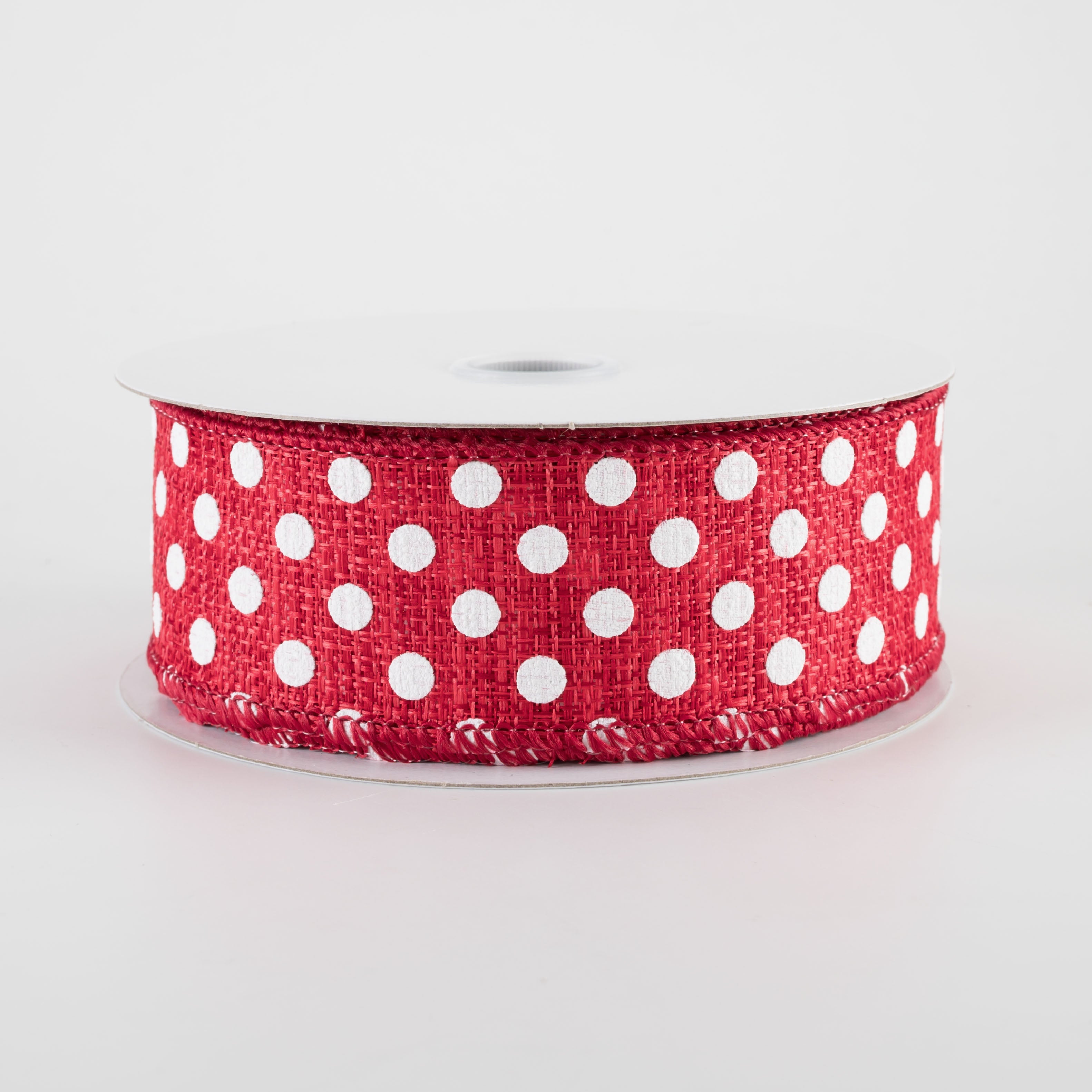 1.5 Inch Polka Dot Tweed Ribbon - Red and White Craft Ribbon (10 Yards) for Gift Wrapping, DIY Crafts, Scrapbooking and Hair Bows