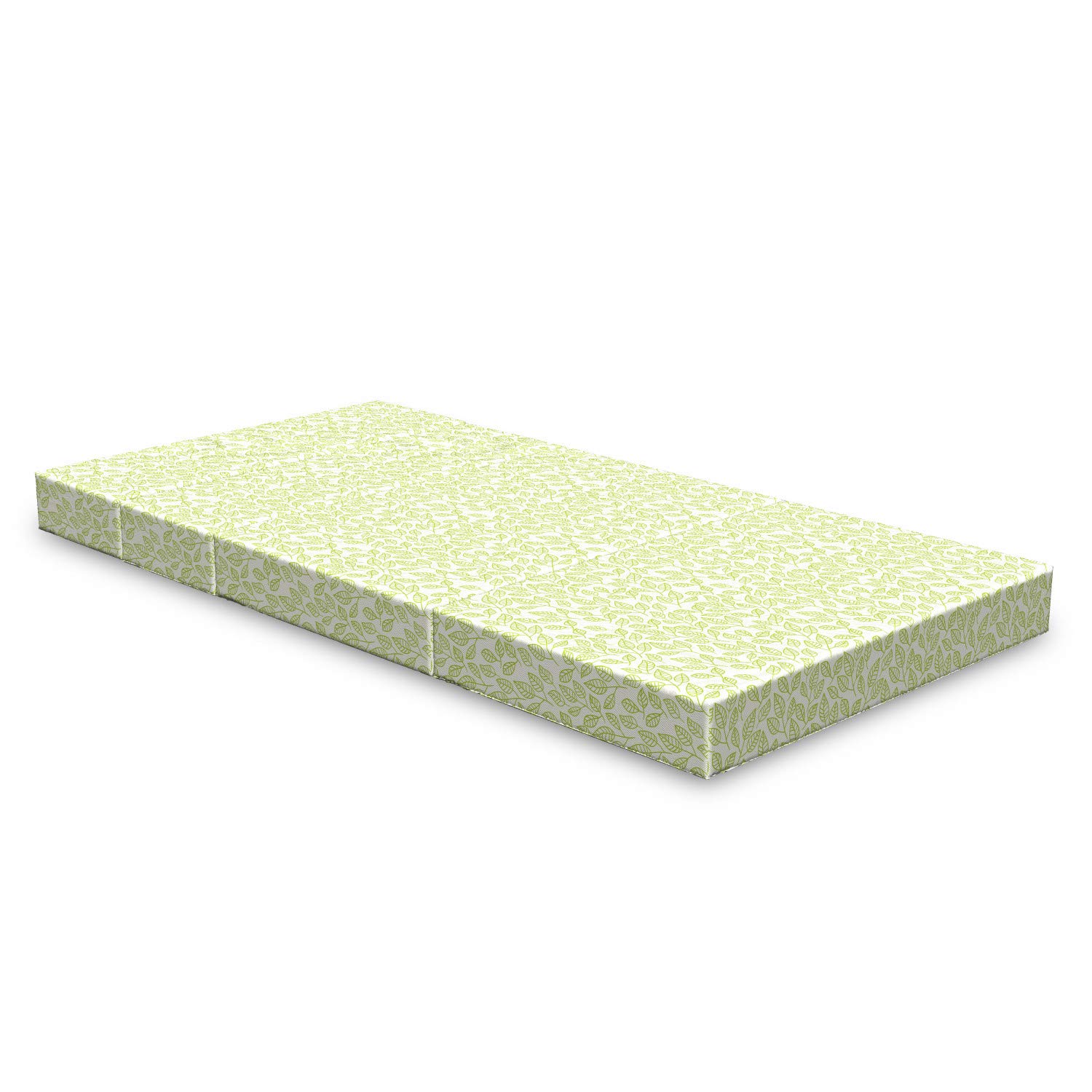 Ambesonne Foldable Mattress with Green Leaves & Branches Design, 74.8