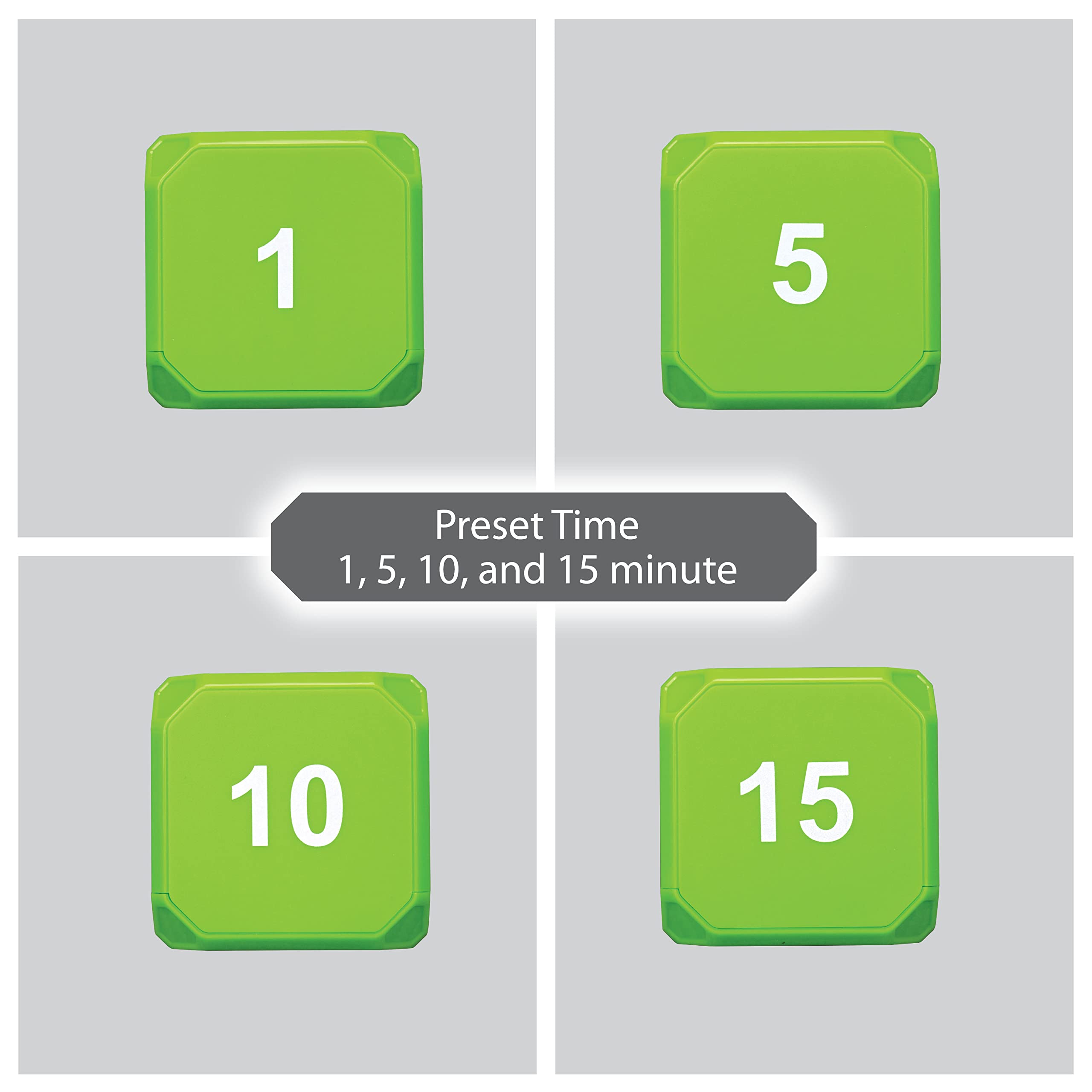 TimeCube Plus Preset Timer with Silent LED Alarm - 1,5,10,15 Minute Countdown Clock for Classroom, Office, Kitchen & Homeschool | Green Digital Timer for Kids & Adults | Perfect for Cooking, Studying & Productivity Tasks
