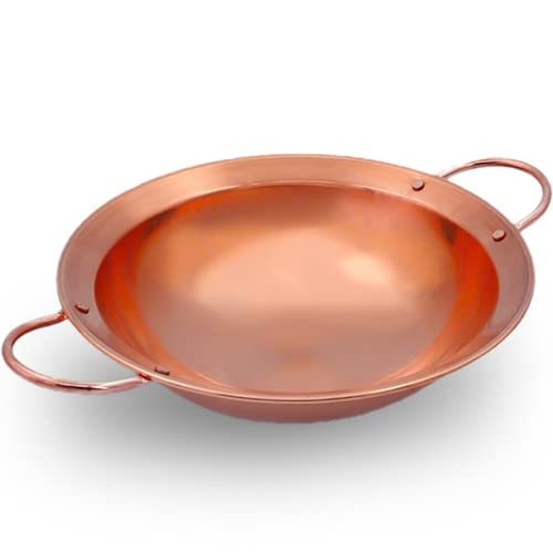 28cm Thickened Pure Copper Stock Pot - Classic Chinese Hot Pot for Gas Burner & Coal Stove | Multi-Purpose Soup Pot, Stew Pot & BBQ Cooker | Golden Color | Perfect for Home Cooking, Camping & Outdoor Dining