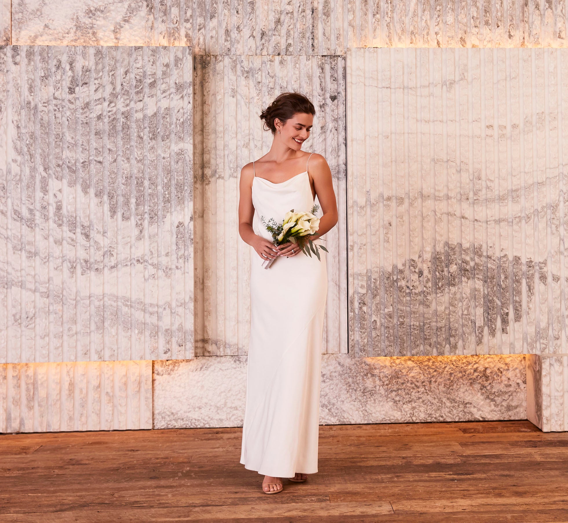 Ivory Satin Cowl Neck Slip Gown - Elegant Nightwear for Women, Perfect for Bridal Lingerie, Honeymoon & Special Occasions