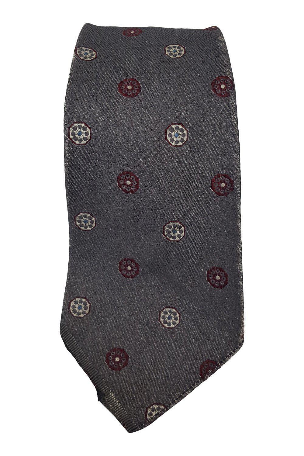 CARNAVAL DE VENISE Milano 100% Silk Tie - Elegant Grey Geometric Pattern Necktie for Men | Perfect for Weddings, Business Meetings & Formal Events