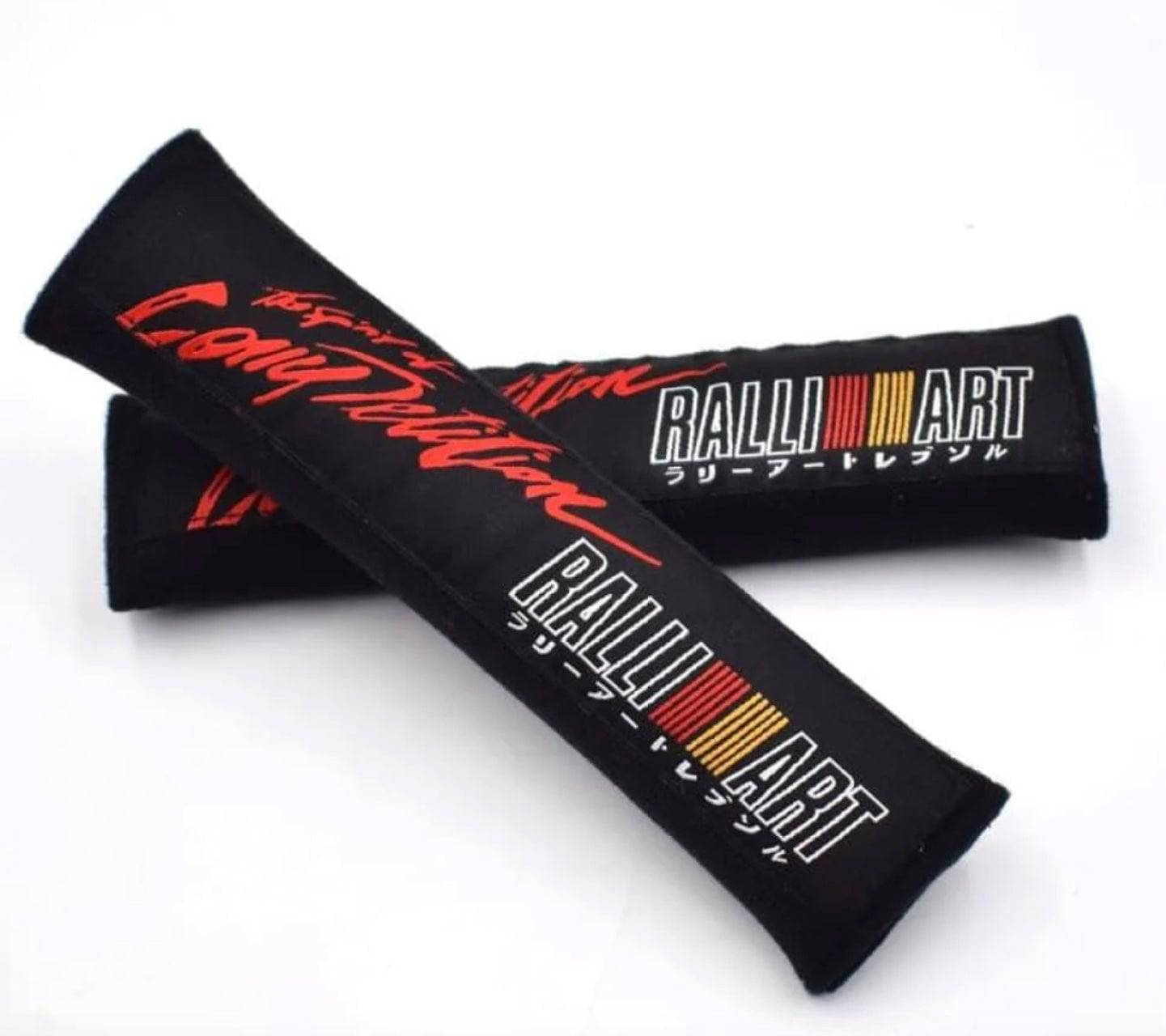 RALLIART Cotton Auto Seat Belt Cover Shoulder Strap Pads for Mitsubishi - Comfortable Car Seat Belt Protector for Long Drives & Daily Commutes