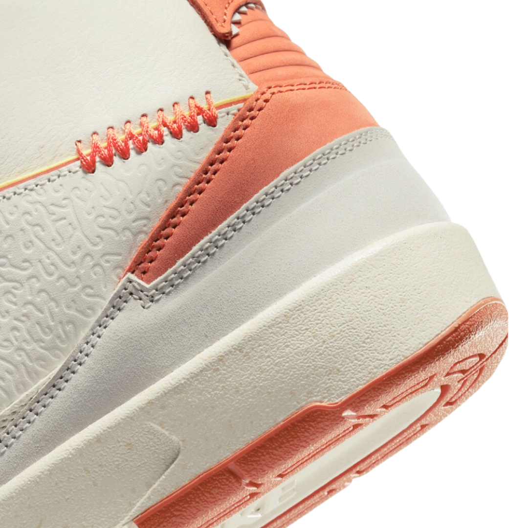 Air Jordan 2 Retro Sneakers - Maison Chateau Rouge Collaboration in Sail/Citron Pulse Orange - Men's Basketball Shoes for Streetwear & Casual Outfits