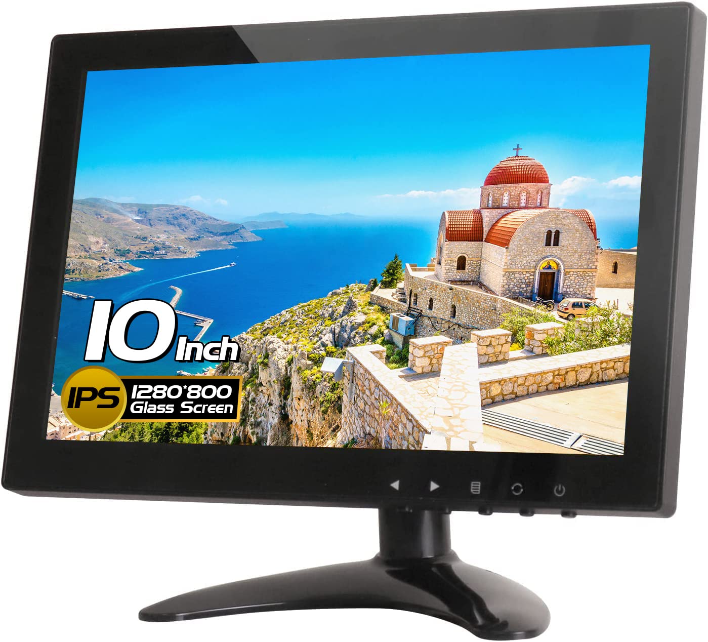 WHOLEV 10.1 Inch CCTV Monitor - IPS LCD HDMI Color Display with 1280x800 Resolution, Wide Viewing Angle - AV/VGA/HDMI/BNC/AUX/Audio Ports & Built-in Speakers - Ideal for Home Security Systems, CCTV Camera Monitoring & PC Display