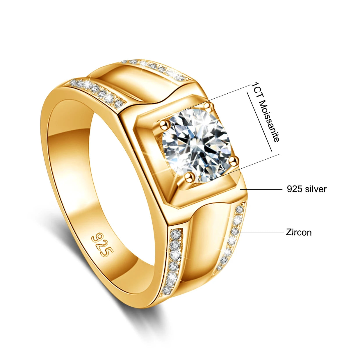 2024 Luxury Moissanite Men's Wedding Band - 925 Sterling Silver Hip Hop Ring with Certificate (Passes Diamond Test) - Perfect for Engagement, Anniversary Gifts & Special Occasions