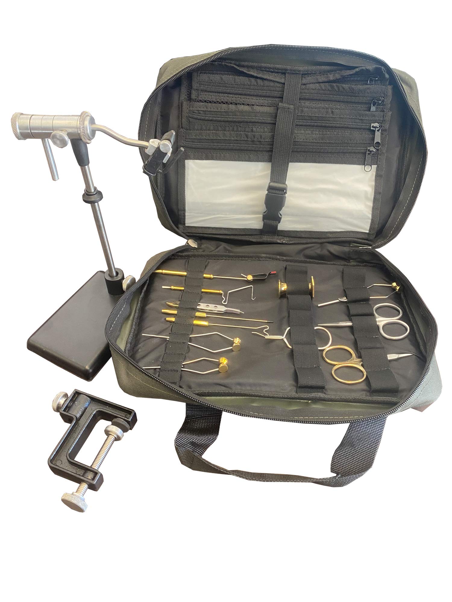 Zephr Travel Fly Tying Kit with Portable Travel Bag - Complete Fly Fishing Accessories for Beginners & Pros - Perfect for On-the-Go Fly Tying at Rivers, Lakes & Outdoor Adventures