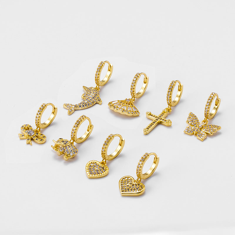 18K Gold Cartilage Huggie Earrings | Sparkly Ribbon Hoop Earrings for Women | HSPJ876 | Perfect for Parties, Weddings & Everyday Wear