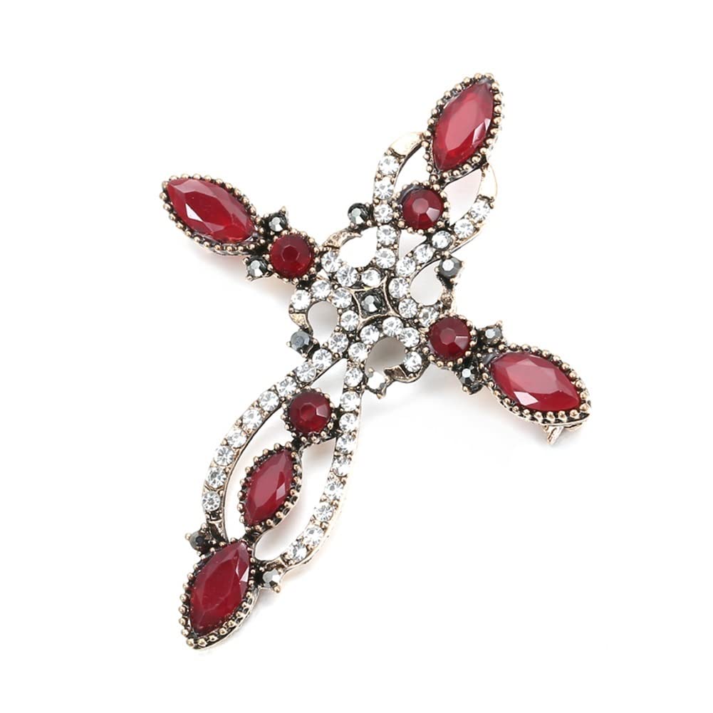 Vintage Gold Baroque Cross Brooch for Women - Rhinestone Pin Jewelry Gift for Wedding, Party & Special Occasions | Elegant Bridal Accessory for Evening Events, Holiday Outfits, Church, Prom & Christmas | Perfect for Layering with Necklaces or Embellishing Coats, Blazers & Dresses | Great for Vintage-Themed Parties, Church Services, Holiday Gatherings & Photo Shoots | Ideal Gift for Mom, Wife, Daughter & Friends on Birthdays, Anniversaries & Valentine's Day