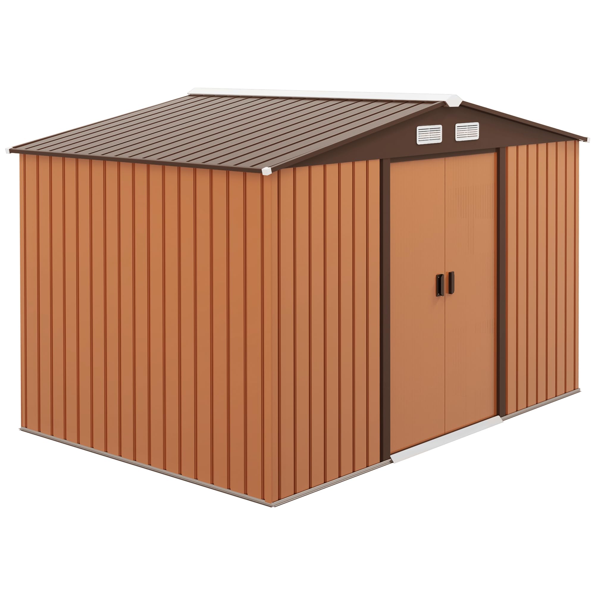 Outsunny 9' x 6' Outdoor Storage Shed - Heavy Duty Metal Garden Tool Shed with Foundation Kit, Double Lockable Doors & Sloping Roof - Perfect for Backyard, Patio, Lawn & Yard Organization (Yellow) | Weatherproof Storage for Gardening Tools, Lawn Equipment & Outdoor Supplies