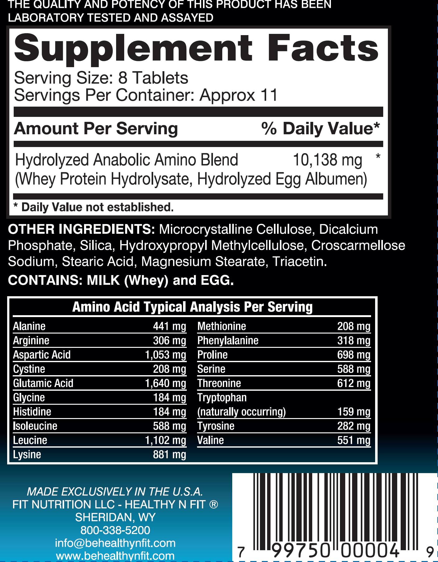 Healthy 'N Fit ANABOLIC Amino 10,000 - 90 Tablets with EAA & BCAA - 10,000mg Amino Acids per Serving for Muscle Recovery & Workout Performance - Ideal for Bodybuilders & Athletes