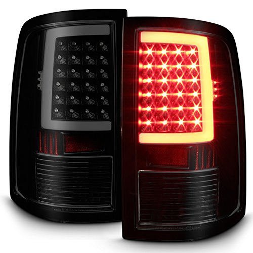 AKKON Black Smoked LED Tube Tail Lights for 2009-2018 Dodge Ram 1500 & 2010-2018 2500/3500 - Durable Pair Housing Set | Upgrade Your Truck's Rear Lighting for Better Visibility and Style