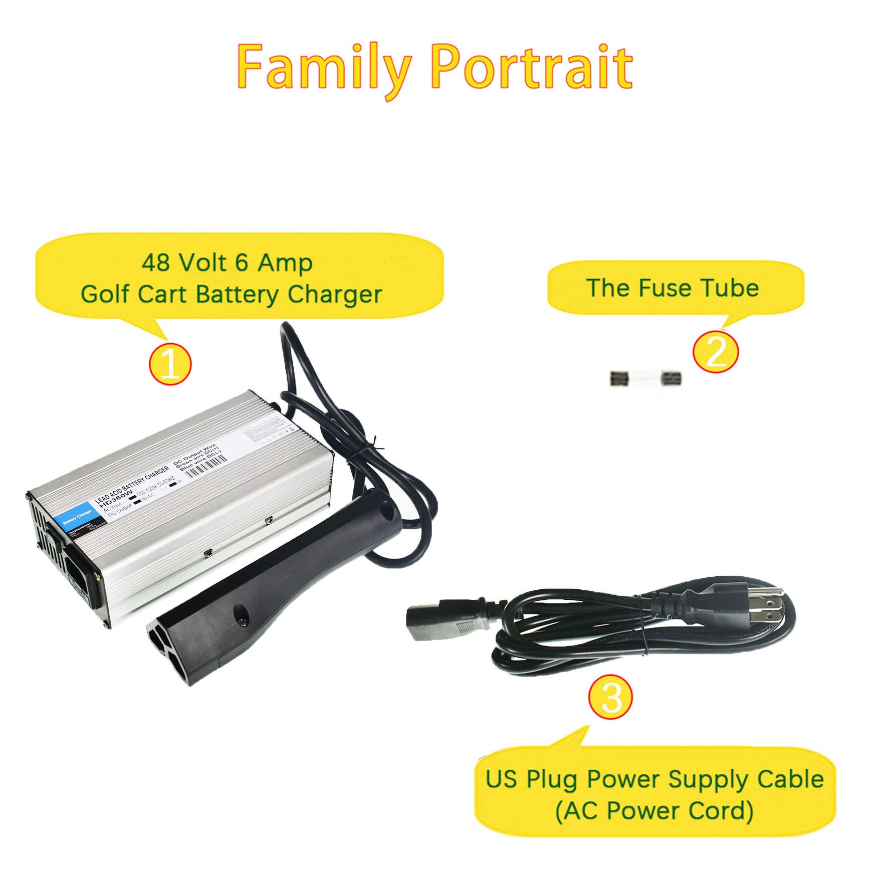 48V 6A Golf Cart Battery Charger for EZGO Club Car Yamaha - Fast Charging for Golf Carts