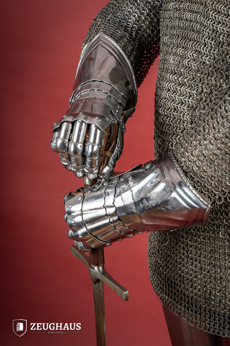 15th Century German Gauntlets - 1.2mm Polished Steel Medieval Armor for LARP, Cosplay & Historical Reenactment