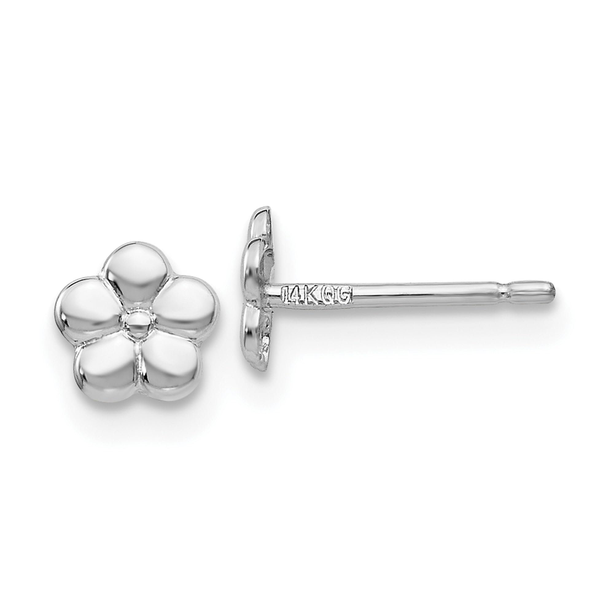 14K Solid White Gold Rose Flower Stud Earrings for Women - Elegant Floral Jewelry Gift for Her - Perfect for Weddings, Anniversaries & Special Occasions