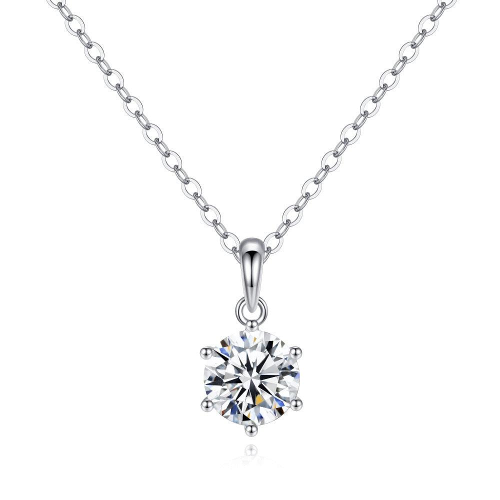 1 CT Round Solitaire Diamond Pendant Necklace - 14K White Gold Diamond Necklace for Women, Elegant Jewelry Gift for Anniversary, Valentine's Day & Special Occasions