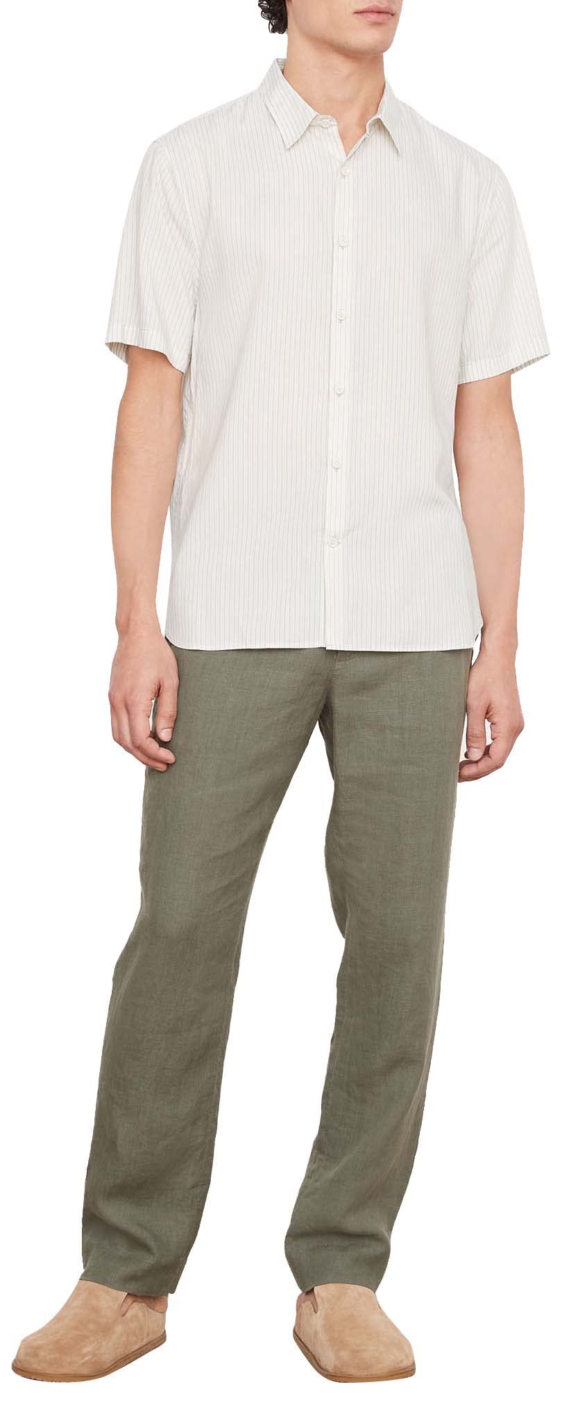 Vince Men's Peninsula Stripe Short Sleeve Shirt - Casual Summer Button Down for Beach, Vacation & Outdoor Activities