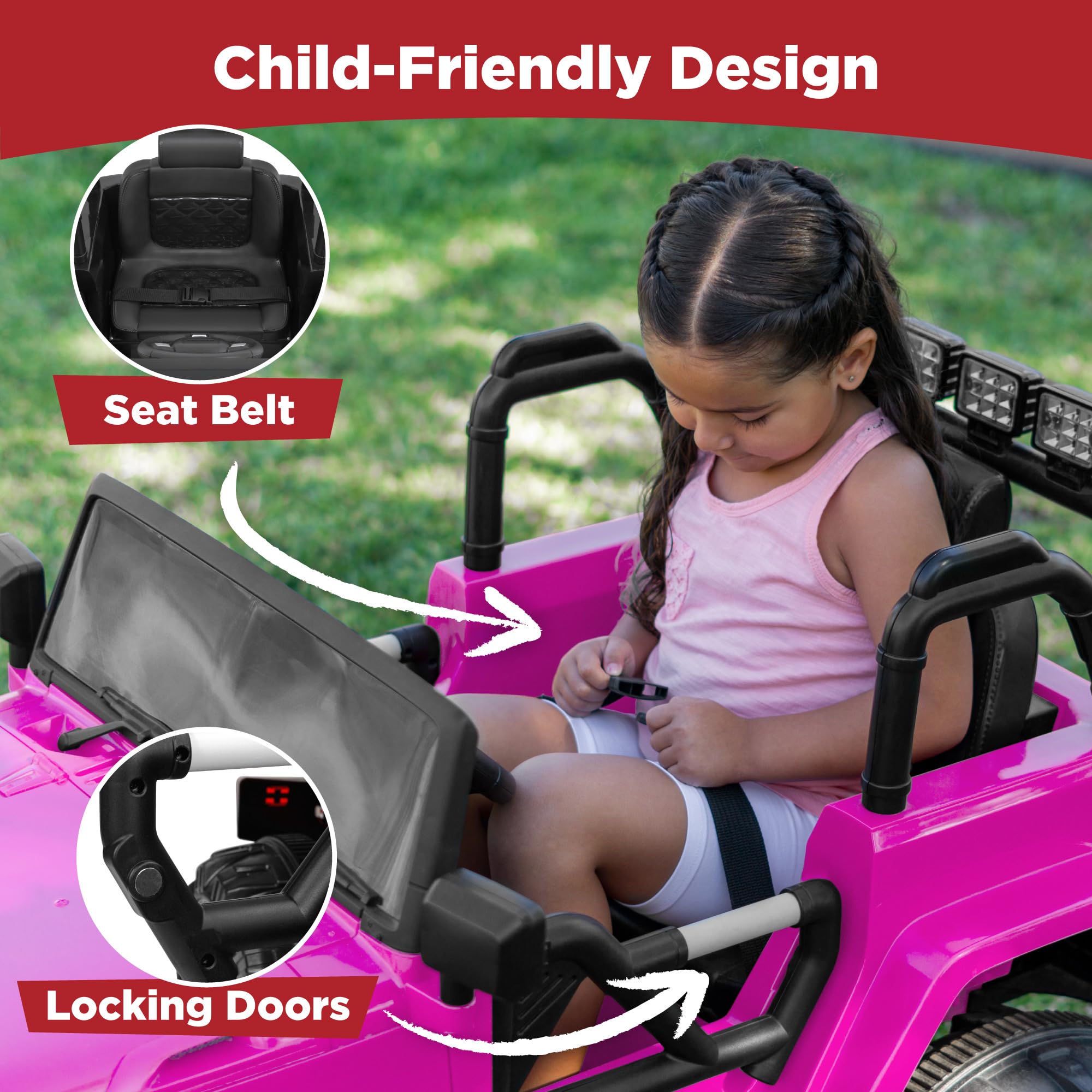 Best Choice Products 12V Kids Ride On Truck - Battery Powered Toy Car with Spring Suspension, Parent Remote Control, 3 Speed Settings & LED Lights - Pink Electric Vehicle for Boys & Girls - Perfect for Birthday Gifts, Outdoor Play & Backyard Fun