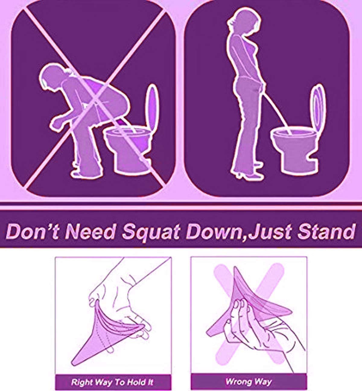2 Pack Reusable Silicone Female Urination Device - Portable Women's Urinal Funnel for Standing Pee - Camping, Hiking, Travel & Outdoor Activities - Ideal for Road Trips, Festivals & Public Restrooms