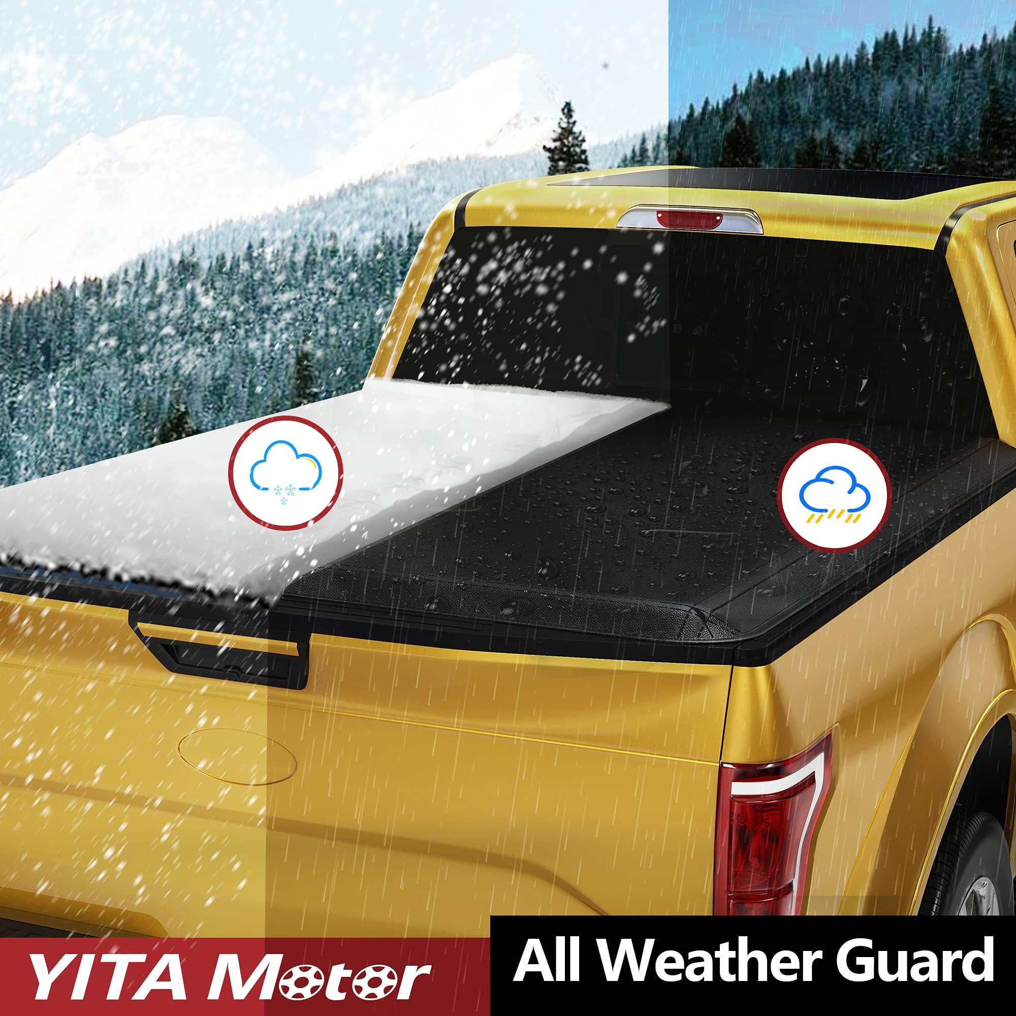 YITAMOTOR Soft Quad Fold Truck Bed Tonneau Cover for 2015-2025 Ford F150 F-150 5.5 ft Styleside Bed | Waterproof & Durable Truck Accessory | Perfect for Hauling, Camping & Outdoor Adventures