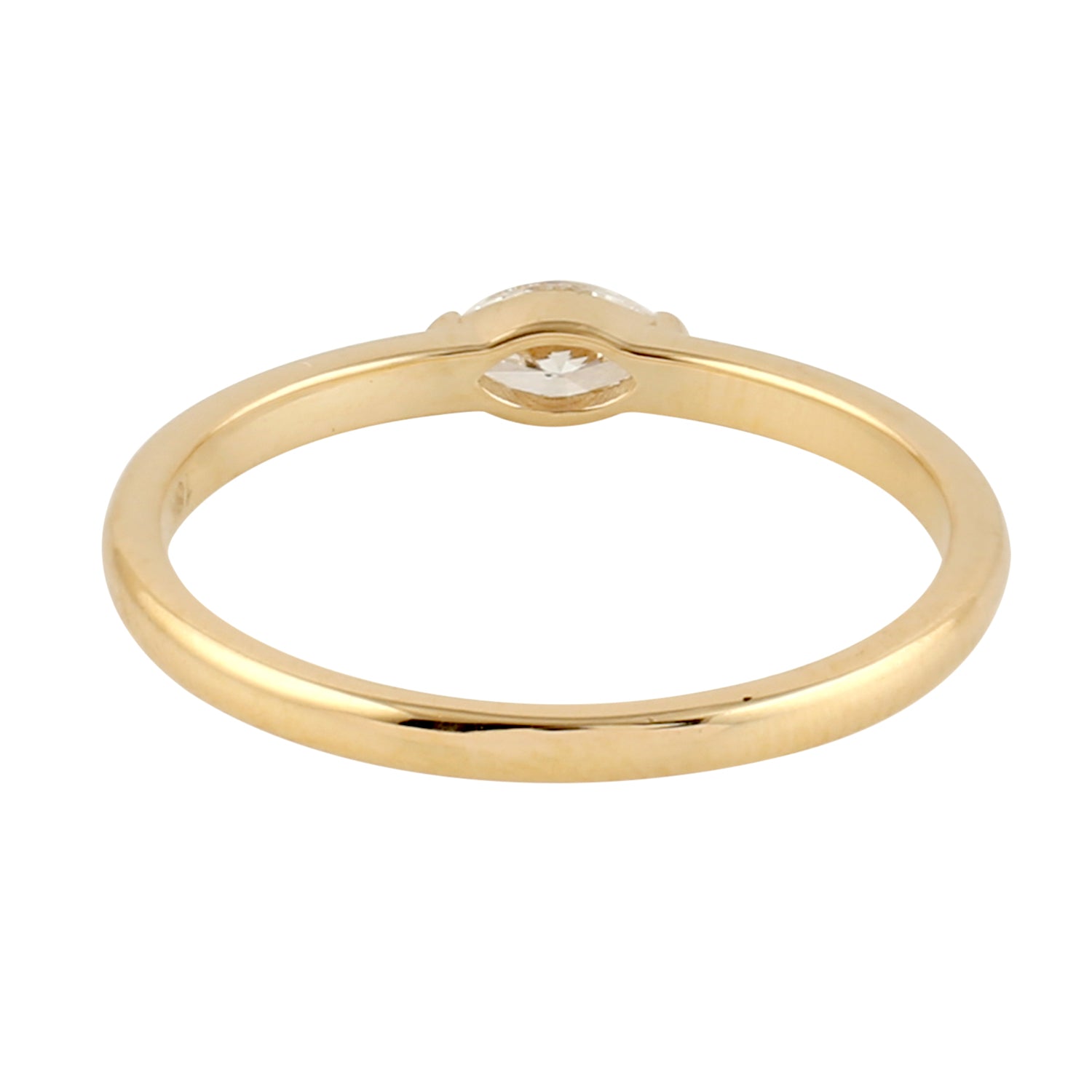Exquisite Marquise Cut Diamond Handmade 18K Yellow Gold Sleek Band Ring for Women - Perfect for Engagement, Wedding & Anniversary Gifts