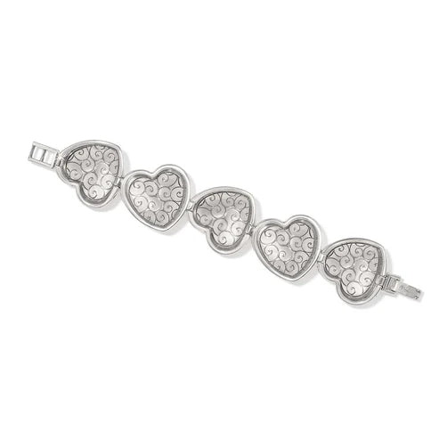 Brighton Trianon Heart Link Bracelet in Sterling Silver - Elegant Gift for Women, Perfect for Valentine's Day, Anniversary & Special Occasions