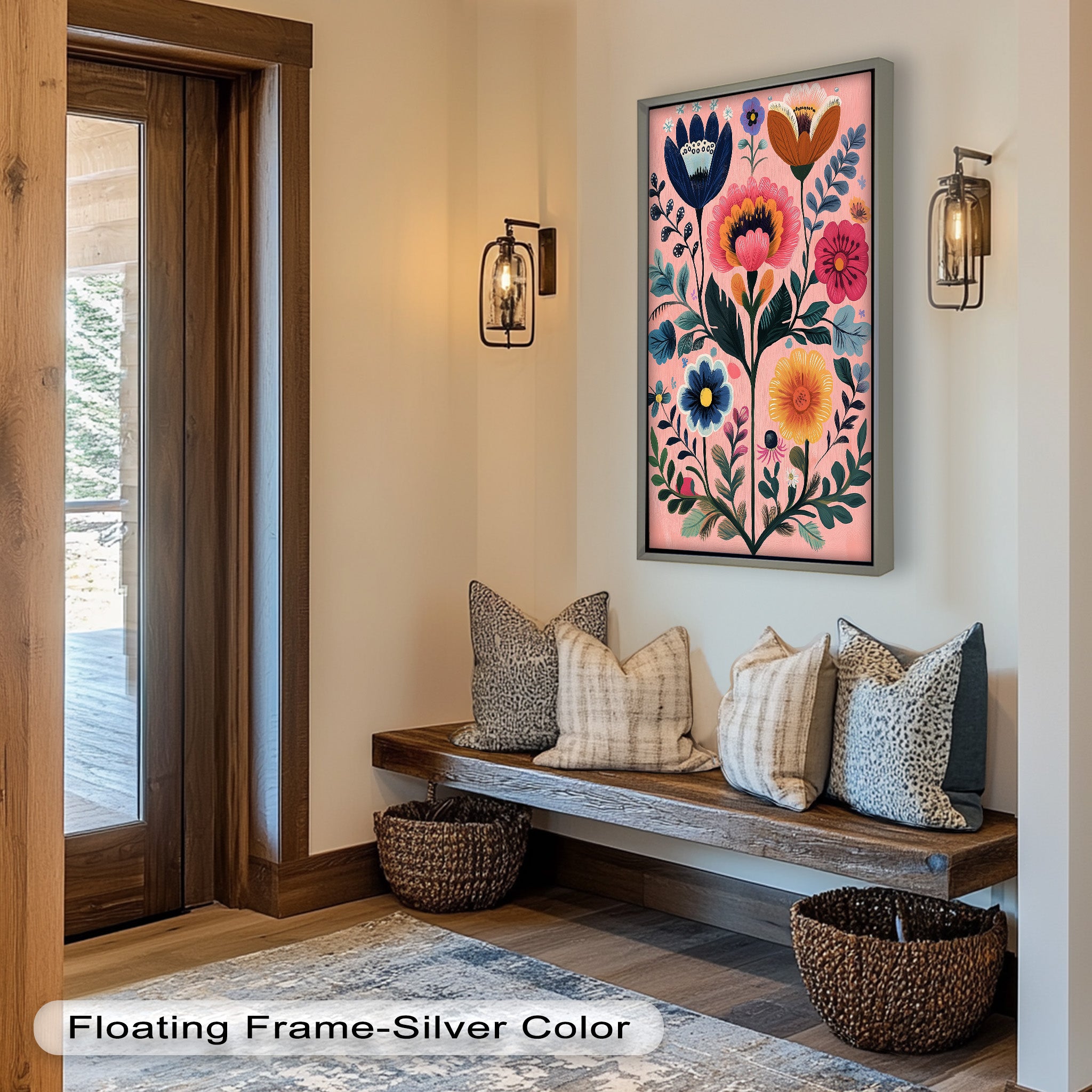Whimsical Boho Flower Oil Painting - Blossom Carnival - Handmade Art for Home Decor, Living Room, Bedroom & Office Wall