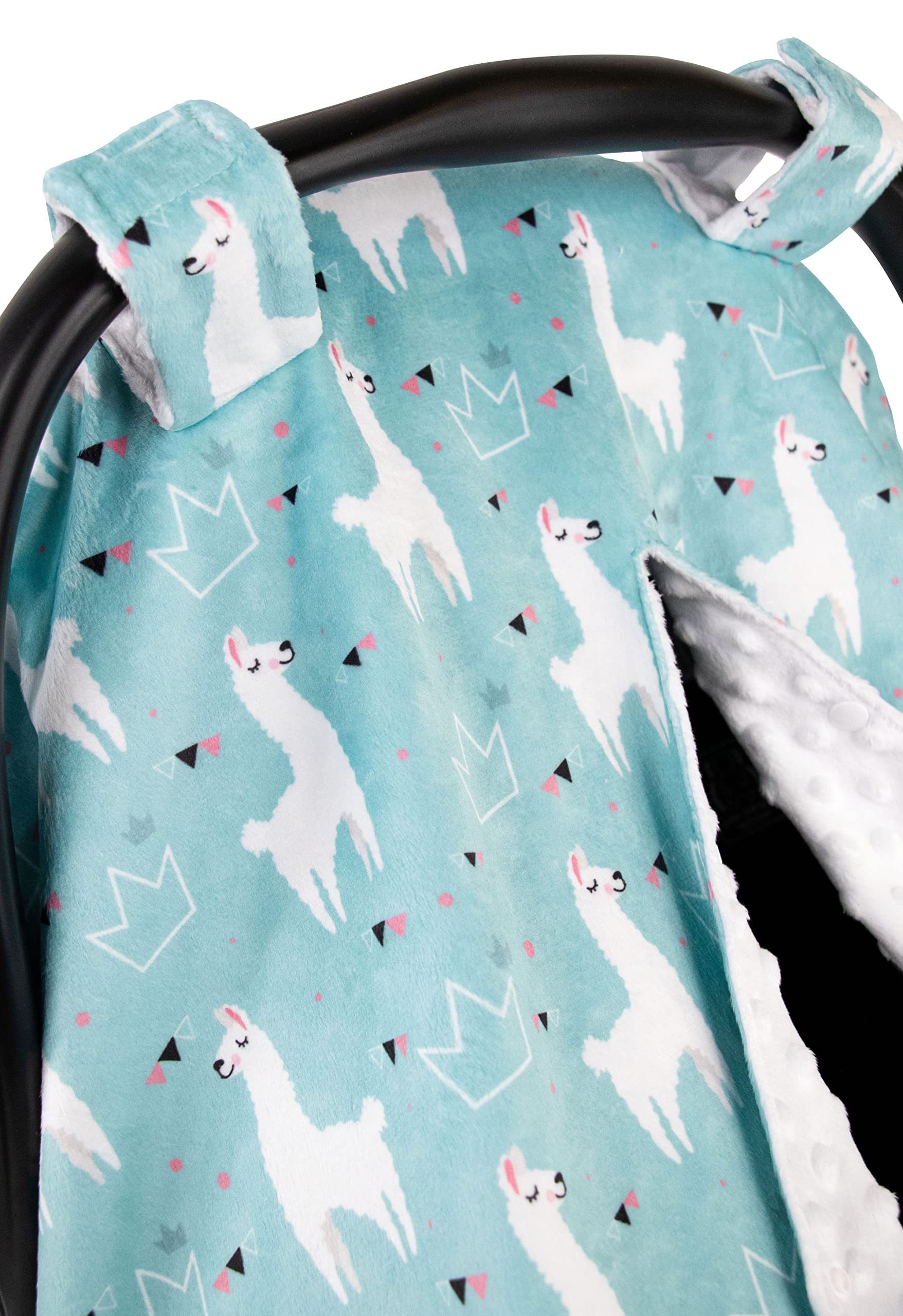 Premium Minky Baby Car Seat Cover - Soft Aqua Llama Design, 40