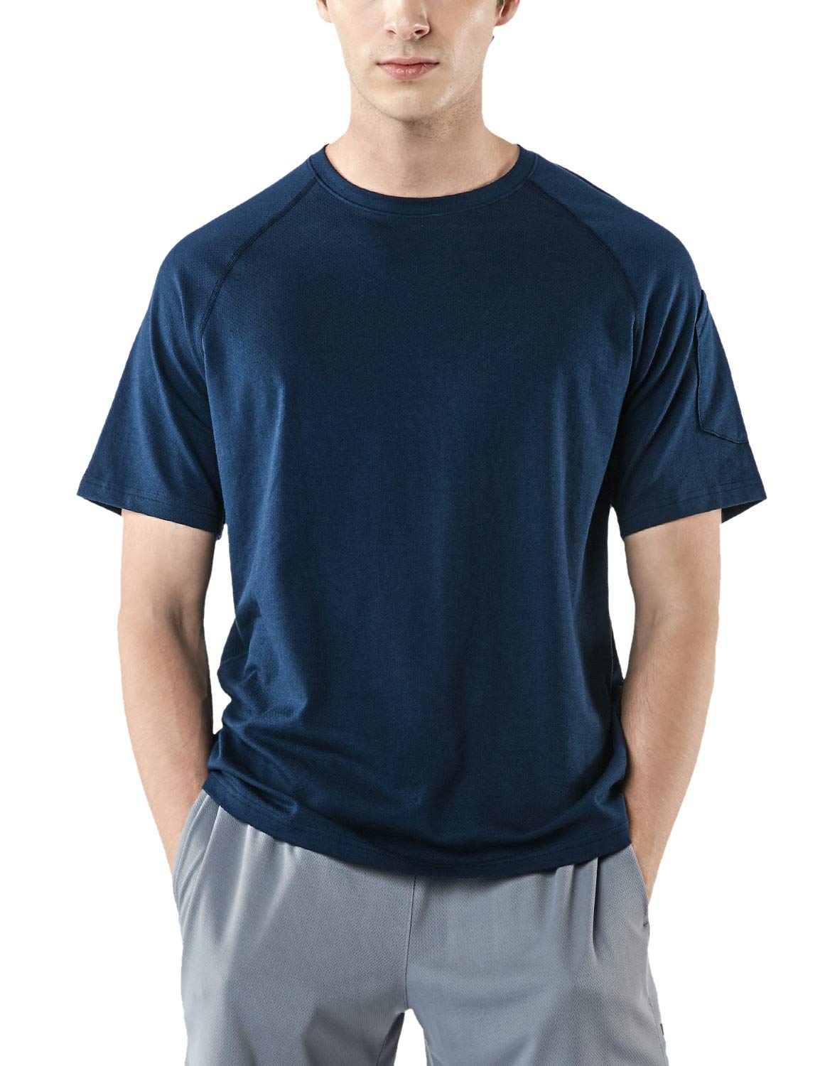 TSLA Men's Running Athletic Shirts - Breathable Cotton Sports Gym T-Shirts for Workout & Training - Quick Dry Short Sleeve Activewear for Jogging, Gym, and Outdoor Sports