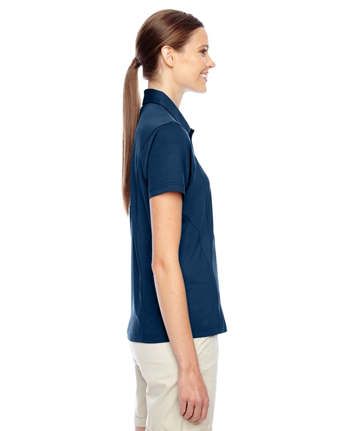 TEAM 365 Women's Performance Polo Shirt - Moisture Wicking, Breathable Golf & Tennis Top - Large Size in Sport Dark Navy - Perfect for Workouts, Golfing and Casual Wear