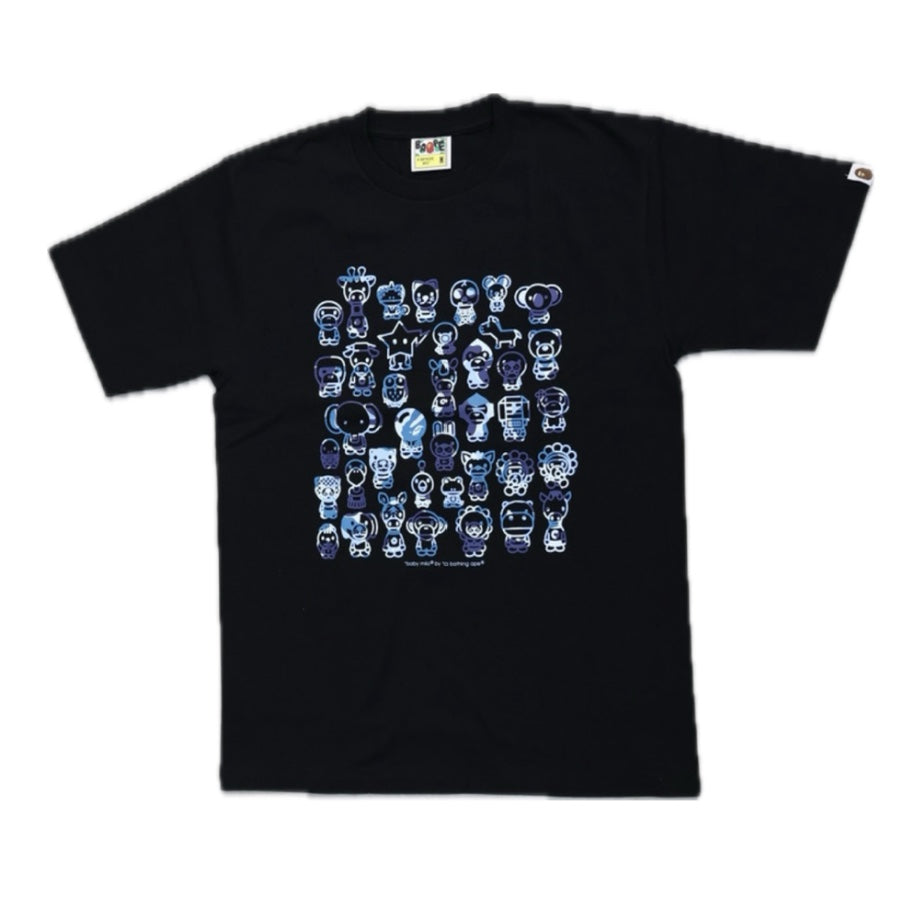 BAPE Baby Milo Monogram Blue & Black Graphic T-Shirt - Stylish Streetwear for Casual Wear & Urban Fashion