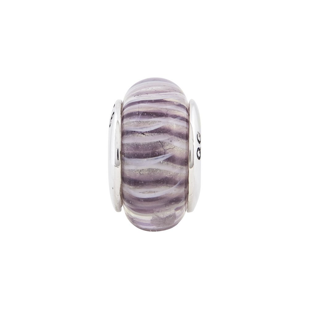 Hand-Blown Glass Beads with Rose Stripes - Sterling Silver Jewelry Making Supplies for Necklaces, Bracelets & DIY Crafts