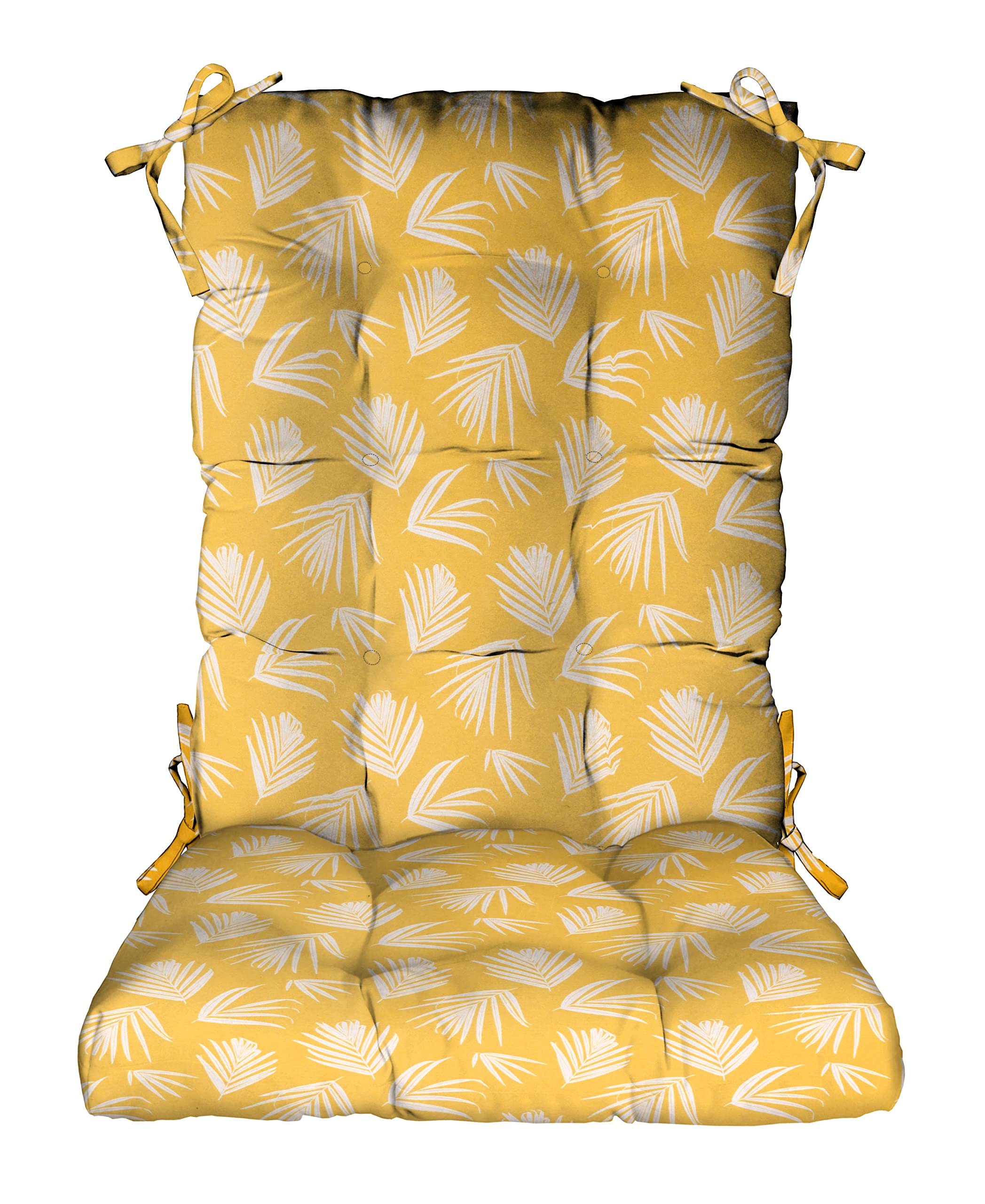 RSH Décor Indoor Outdoor Tufted Rocker Cushion - Large Size, Spice Yellow - Comfortable Seat Pad for Patio, Porch & Nursery Rocking Chairs - Water Resistant & Durable for Year-Round Use