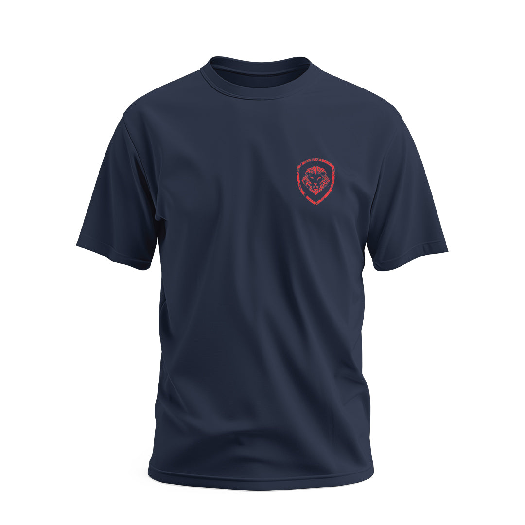 Navy Lion Shield Business is War Short Sleeve T-Shirt for Men - Motivational Work & Gym Apparel - Perfect for Office, Workouts & Casual Wear