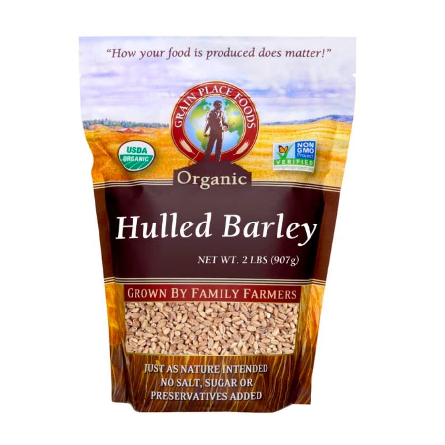 Organic Hulled Barley Non-GMO - 2lb Bulk Bag (Pack of 10) | Perfect for Soups, Stews, Baking & Healthy Meal Prep