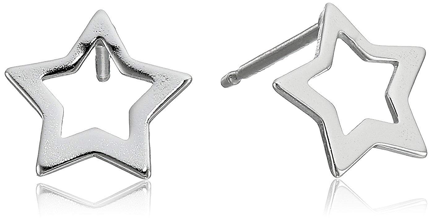 925 Sterling Silver Star Cutout Stud Earrings for Women - Minimalist Dainty Jewelry for Everyday Wear & Gift Giving