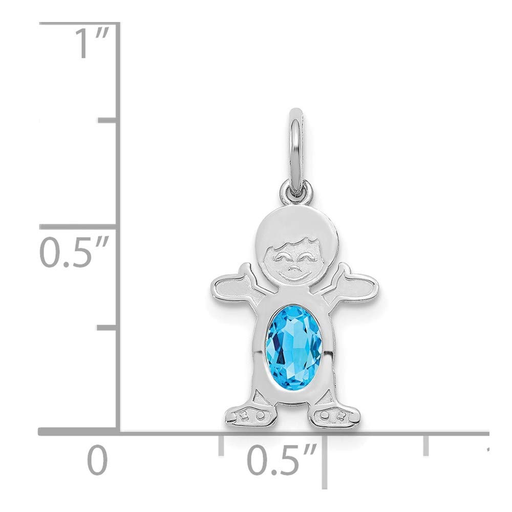 14K White Gold 6x4mm Oval Genuine Blue Topaz December Birthstone Charm Pendant - Perfect Gift for Christmas, Birthday & Anniversary Jewelry