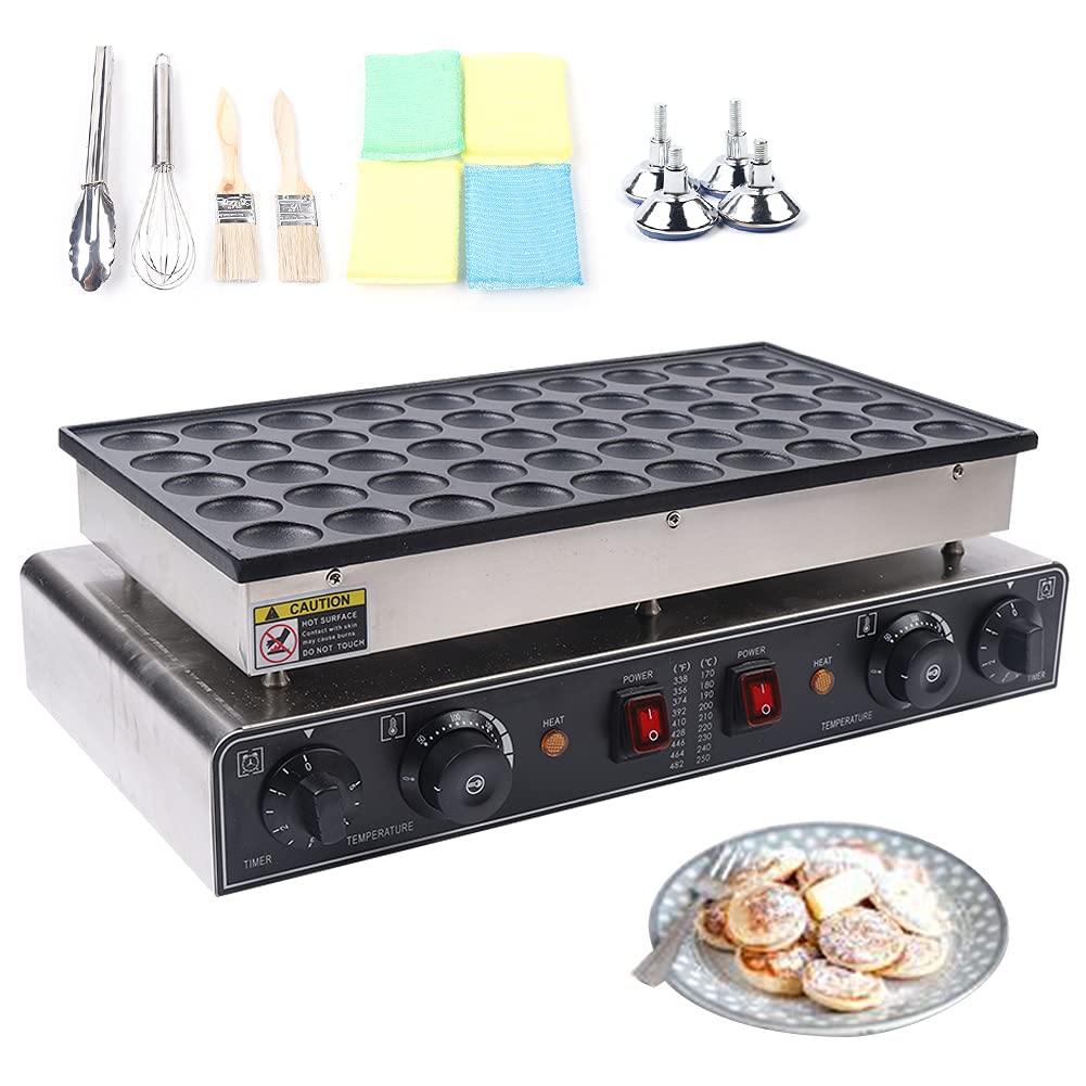Electric Mini Dutch Pancake Maker - Commercial Nonstick Poffertjes Baker (50Pcs) - Stainless Steel Professional Pancake Machine for Restaurants, Cafes & Breakfast Shops - Perfect for Brunch, Desserts & Street Food Stalls