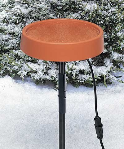 BestNest Allied Precision Heated Bird Bath with Metal Stand - Terra Cotta Color - Winter Bird Feeder for Outdoor Use - Perfect for Attracting Birds in Cold Weather