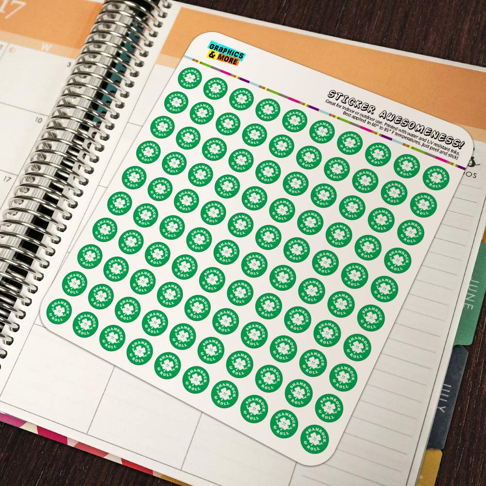Shamrock and Roll Irish Rock Funny Stickers - Humorous Planner & Calendar Decals for Scrapbooking, Crafting, DIY Projects | Perfect for Bullet Journals, Gift Wrapping, Party Decorations