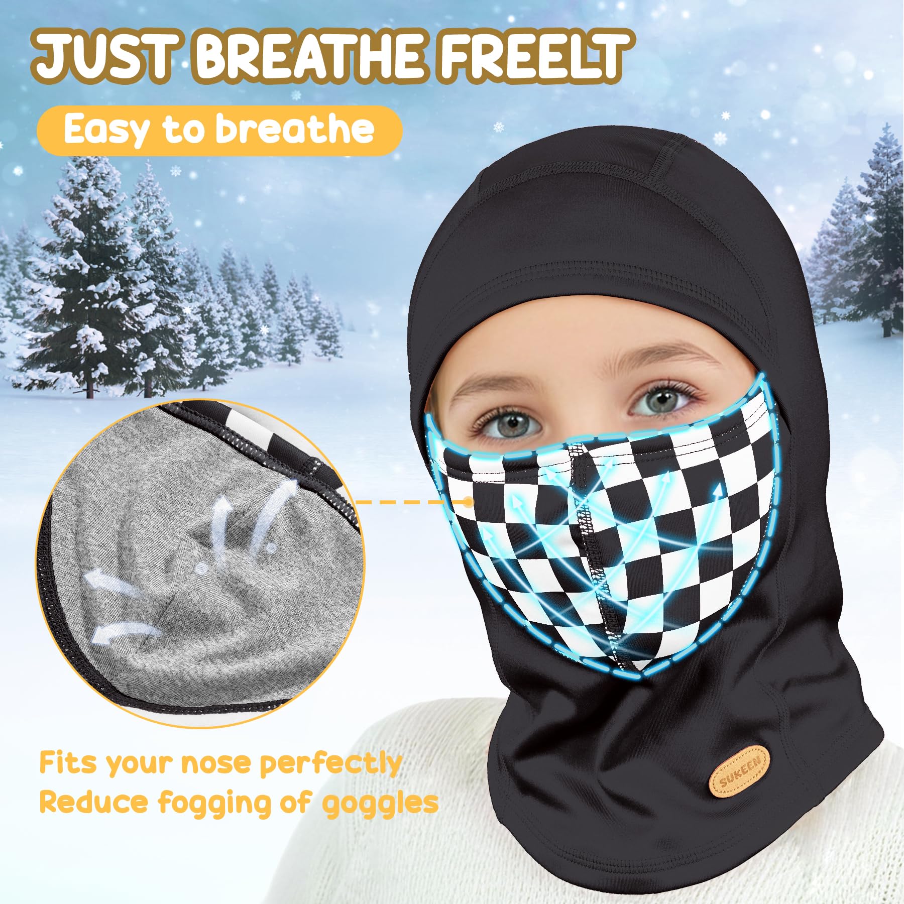 Breathable Kids Winter Balaclava Ski Mask for Girls & Boys - Warm Face Cover with Neck Gaiter for Outdoor Activities, Snowboarding, Skiing & Cold Weather Protection