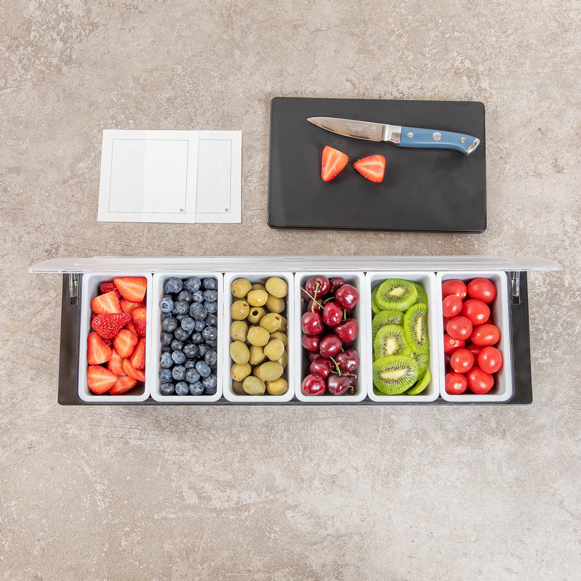 6-Compartment Black Plastic Condiment Caddy Organizer - 19.5
