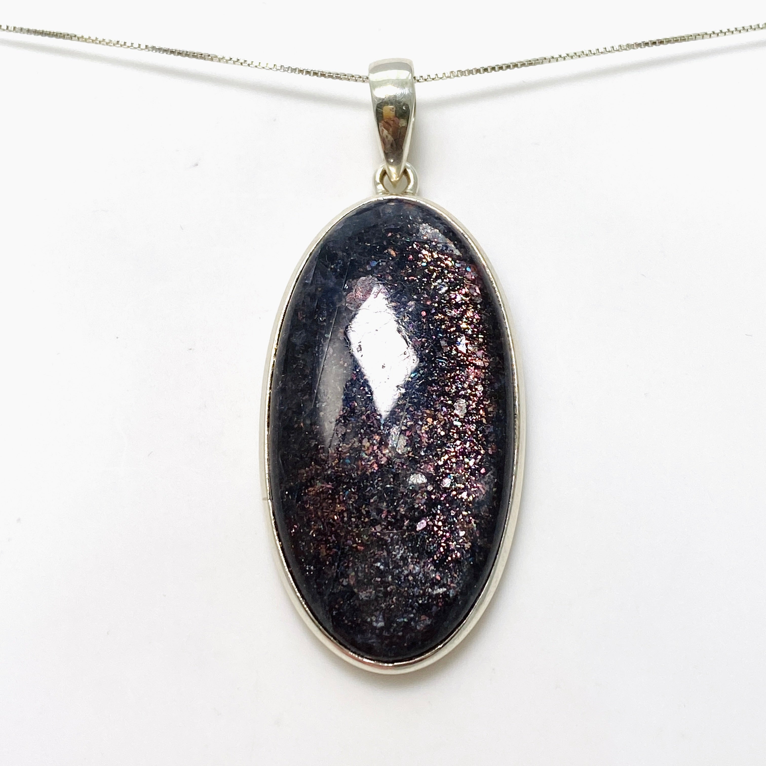 Natural Iolite Sunstone Oval Cabochon Pendant Necklace - PPGJ876 | Healing Crystal Jewelry for Meditation & Energy Balancing