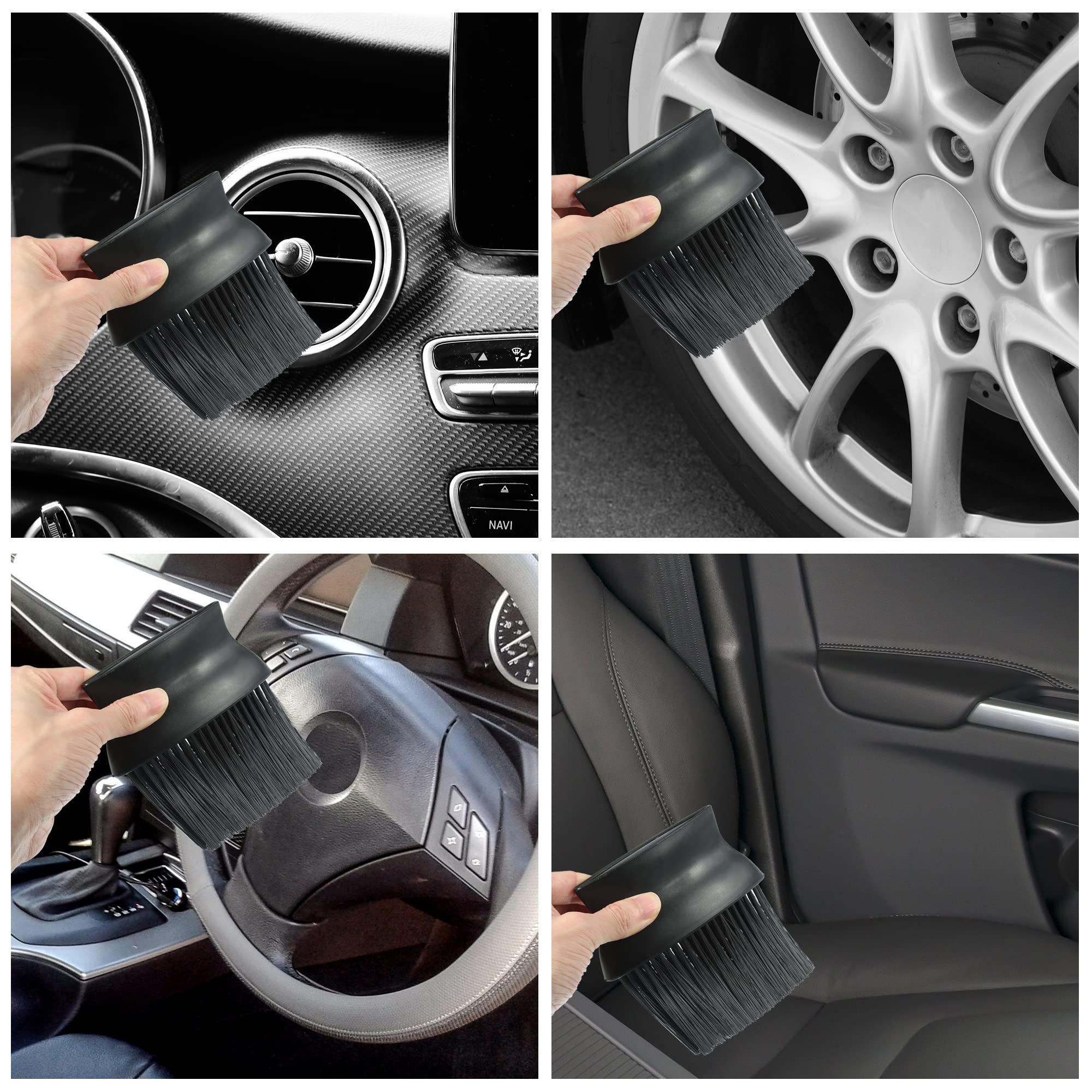 X AUTOHAUX 2-Pack Soft Hair Car Interior Cleaning Brush - Premium Dust Removal Tool for Dashboards, AC Vents & Car Detailing - Black (Perfect for Quick Cleanups & Professional Auto Care)